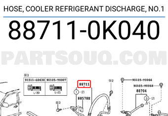 Toyota 887110K040 HOSE, COOLER REFRIGERANT DISCHARGE, NO.1