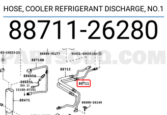 Toyota 8871126280 HOSE, COOLER REFRIGERANT DISCHARGE, NO.1
