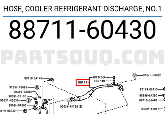 Toyota 8871160430 HOSE, COOLER REFRIGERANT DISCHARGE, NO.1