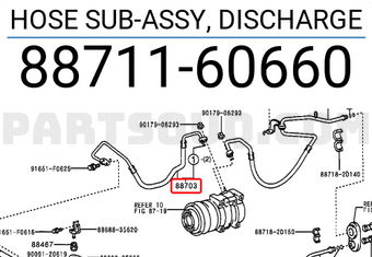 Toyota 8871160660 HOSE SUB-ASSY, DISCHARGE