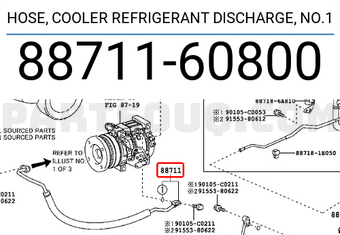 Toyota 8871160800 HOSE, COOLER REFRIGERANT DISCHARGE, NO.1