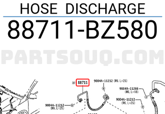 Toyota 88711BZ580 HOSE DISCHARGE