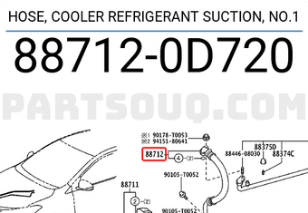 Toyota 887120D720 HOSE, COOLER REFRIGERANT SUCTION, NO.1