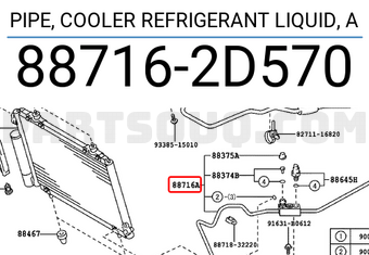 Toyota 887162D570 PIPE, COOLER REFRIGERANT LIQUID, A