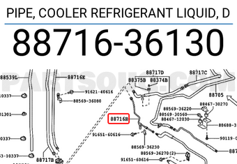 Toyota 8871636130 PIPE, COOLER REFRIGERANT LIQUID, D