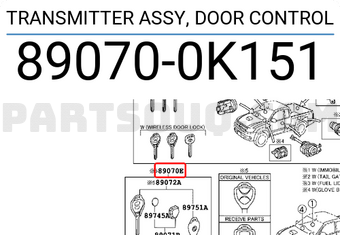 Toyota 890700K151 TRANSMITTER ASSY, DOOR CONTROL