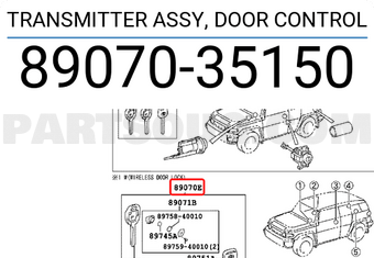 Toyota 8907035150 TRANSMITTER ASSY, DOOR CONTROL
