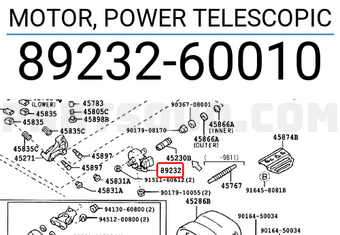 Toyota 8923260010 MOTOR, POWER TELESCOPIC