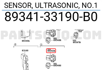 Toyota 8934133190B0 SENSOR, ULTRASONIC, NO.1