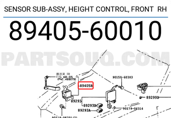 Toyota 8940560010 SENSOR SUB-ASSY, HEIGHT CONTROL, FRONT RH