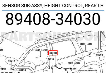 Toyota 8940834030 SENSOR SUB-ASSY, HEIGHT CONTROL, REAR LH