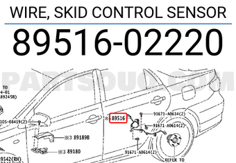Toyota 8951602220 WIRE, SKID CONTROL SENSOR