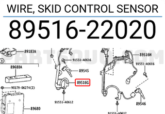 Toyota 8951622020 WIRE, SKID CONTROL SENSOR