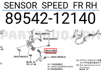 Toyota 8954212140 SENSOR SPEED FR RH