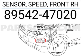 Toyota 8954247020 SENSOR, SPEED, FRONT RH