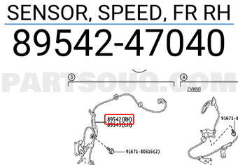 Toyota 8954247040 SENSOR, SPEED, FR RH
