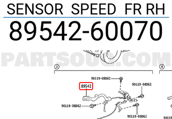 Toyota 8954260070 SENSOR SPEED FR RH