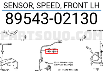 Toyota 8954302130 SENSOR, SPEED, FRONT LH