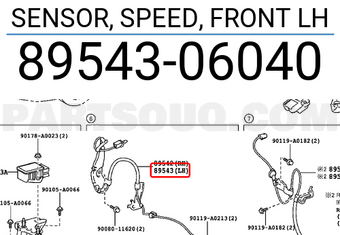 Toyota 8954306040 SENSOR, SPEED, FRONT LH