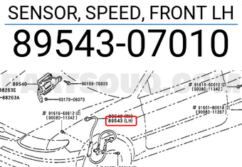 Toyota 8954307010 SENSOR, SPEED, FRONT LH