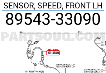 Toyota 8954333090 SENSOR, SPEED, FRONT LH