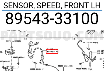 Toyota 8954333100 SENSOR, SPEED, FRONT LH