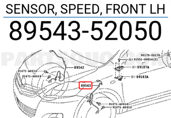 Toyota 8954352050 SENSOR, SPEED, FRONT LH