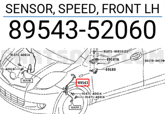 Toyota 8954352060 SENSOR, SPEED, FRONT LH