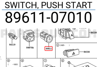 Toyota 8961107010 SWITCH, PUSH START