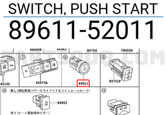 Toyota 8961152011 SWITCH, PUSH START
