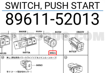 Toyota 8961152013 SWITCH, PUSH START