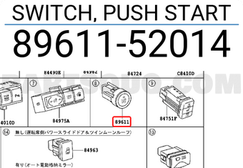 Toyota 8961152014 SWITCH, PUSH START