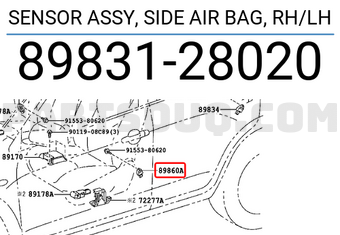 Toyota 8983128020 SENSOR ASSY, SIDE AIR BAG, RH/LH