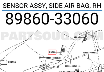 Toyota 8986033060 SENSOR ASSY, SIDE AIR BAG, RH
