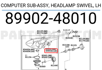 Toyota 8990248010 COMPUTER SUB-ASSY, HEADLAMP SWIVEL, LH