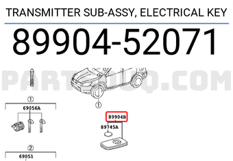 Toyota 8990452071 TRANSMITTER SUB-ASSY, ELECTRICAL KEY