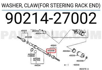 Toyota 9021427002 WASHER, CLAW(FOR STEERING RACK END)