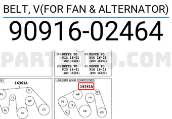 Toyota 9091602464 BELT, V(FOR FAN &amp; ALTERNATOR)