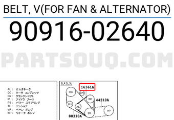 Toyota 9091602640 BELT, V(FOR FAN & ALTERNATOR)