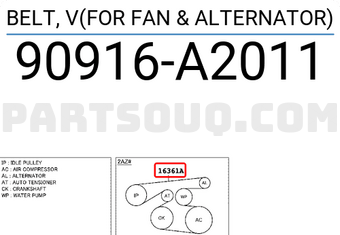 Toyota 90916A2011 BELT, V(FOR FAN &amp; ALTERNATOR)