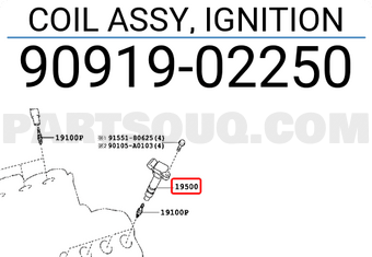 Toyota 9091902250 COIL ASSY, IGNITION