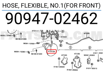 Toyota 9094702462 HOSE, FLEXIBLE, NO.1(FOR FRONT)