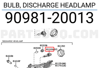 Toyota 9098120013 BULB, DISCHARGE HEADLAMP