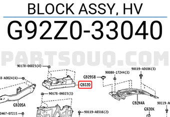 Toyota G92Z033040 BLOCK ASSY, HV