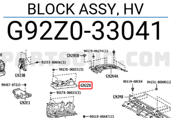 Toyota G92Z033041 BLOCK ASSY, HV