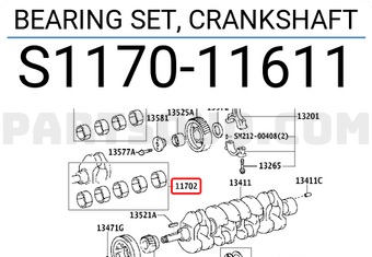 Toyota S117011611 BEARING SET, CRANKSHAFT