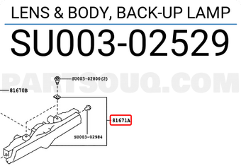 Toyota SU00302529 LENS & BODY, BACK-UP LAMP