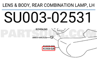 Toyota SU00302531 LENS &amp; BODY, REAR COMBINATION LAMP, LH