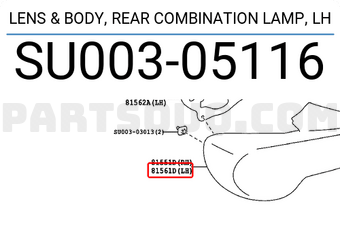 Toyota SU00305116 LENS &amp; BODY, REAR COMBINATION LAMP, LH