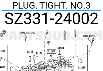 Toyota SZ33124002 PLUG, TIGHT, NO.3